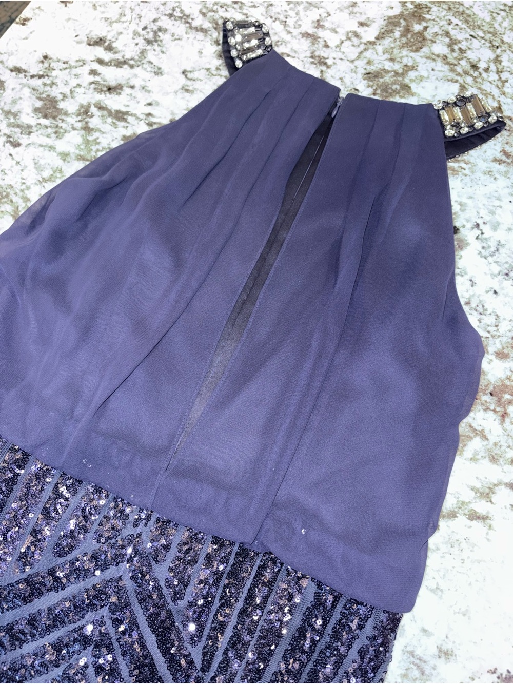 Vince Camuto Navy Beaded Midi Dress